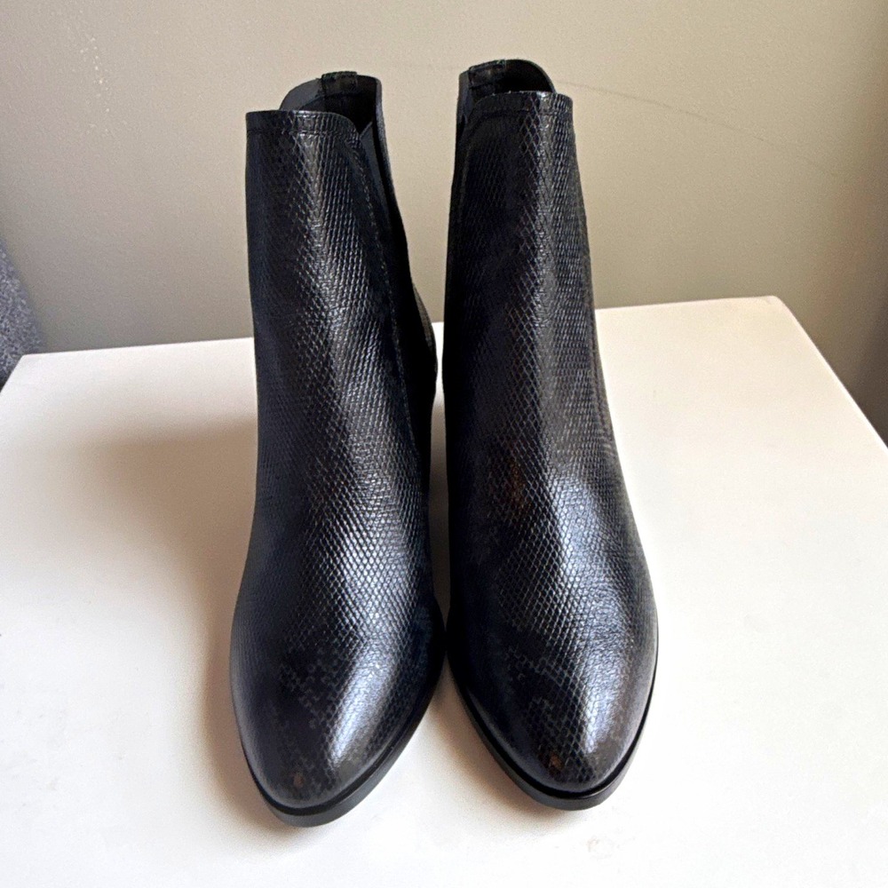 TOD'S NEW Women's Black Leather Snake Print Chelsea Ankle Boots 6.5/36.5